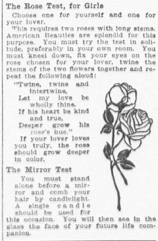Recorte de 1914 con instrucciones para la prueba de las rosas